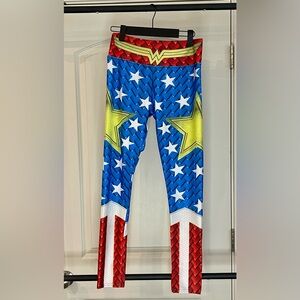 Vibrant Star Pattern Leggings - Blue, Red, and Yellow